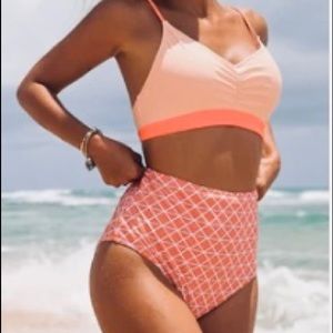 Cupshe pink / coral high waisted bikini medium